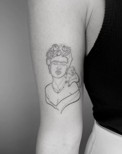 Grey Minimalistic Frida Biceps Tattoo
