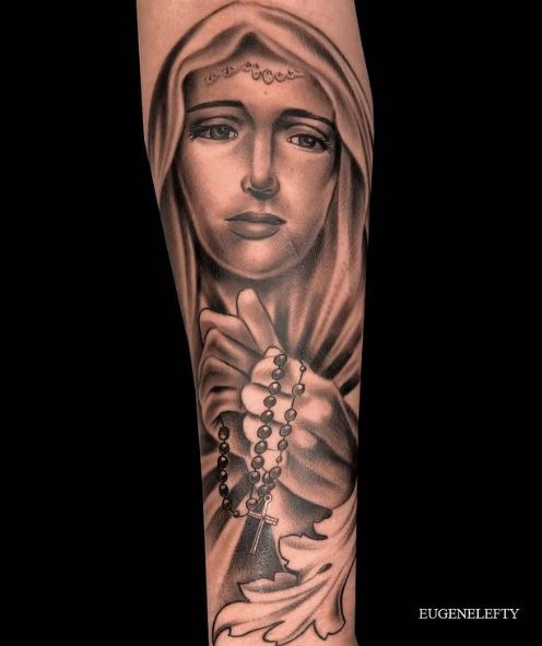 Virgin Mary Chicano Forearm Tattoo