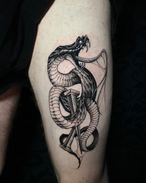 Angry and Aggressive Snake Tattoo