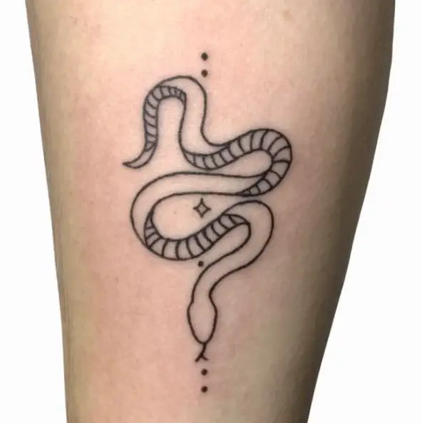 Black Line Snake Tattoo