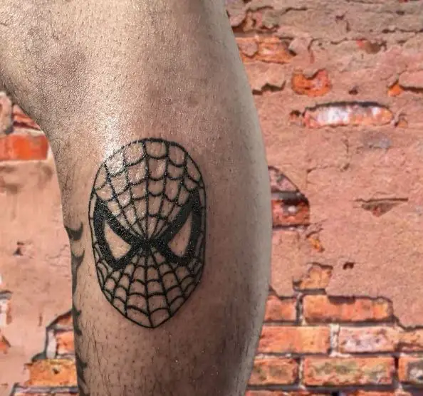 Black Spider Man Mask Tattoo