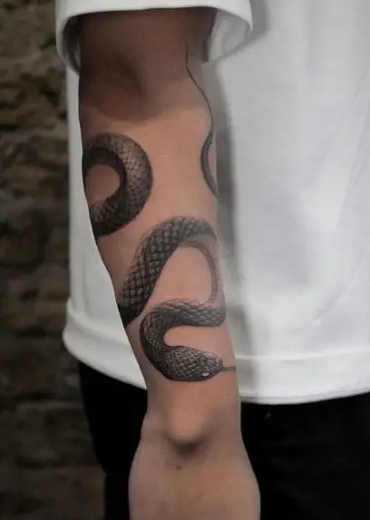 Black and Grey Forearm Wrap Tattoo