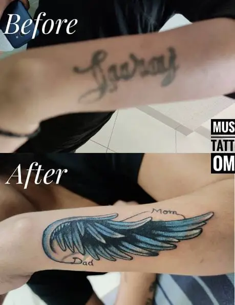 Blue Wings Cover Up Tattoo
