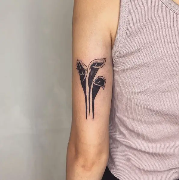 Bold Black Ink Triple Calla Lily Arm Tattoo