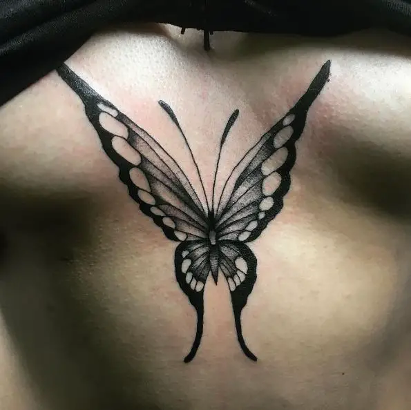 Bold Black and Grey Butterfly Tattoo