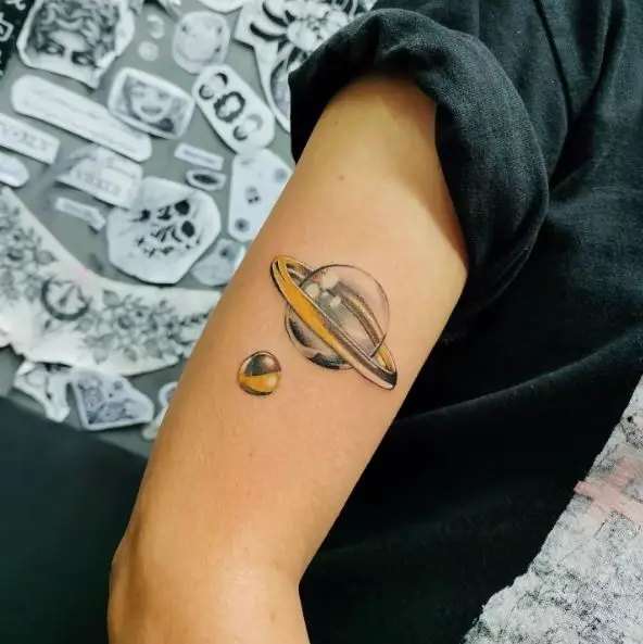 Bubble Saturn Arm Tattoo