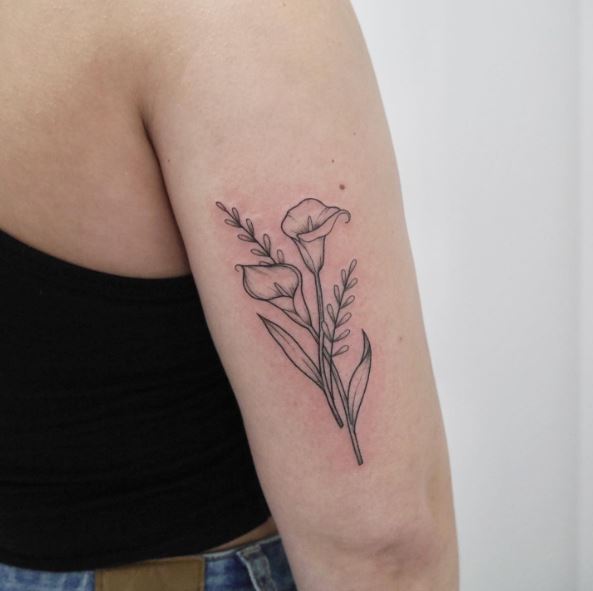Calla Lily Floral Arm Tattoo