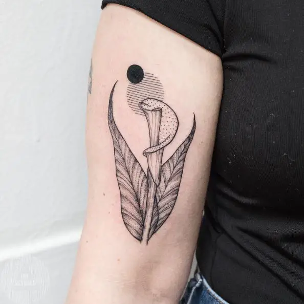 Calla Lily with Polka Dots Arm Tattoo