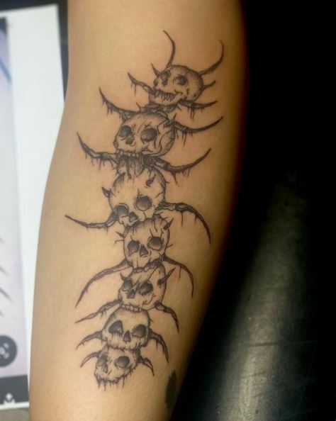 Centipede Skull Tattoo