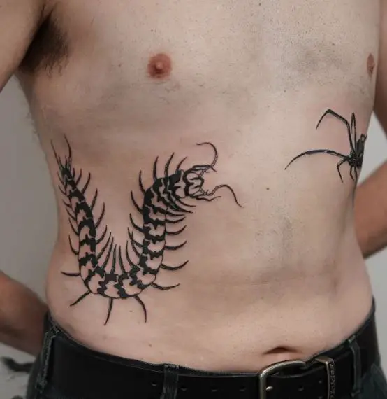 Centipede Tattoo on the Hip