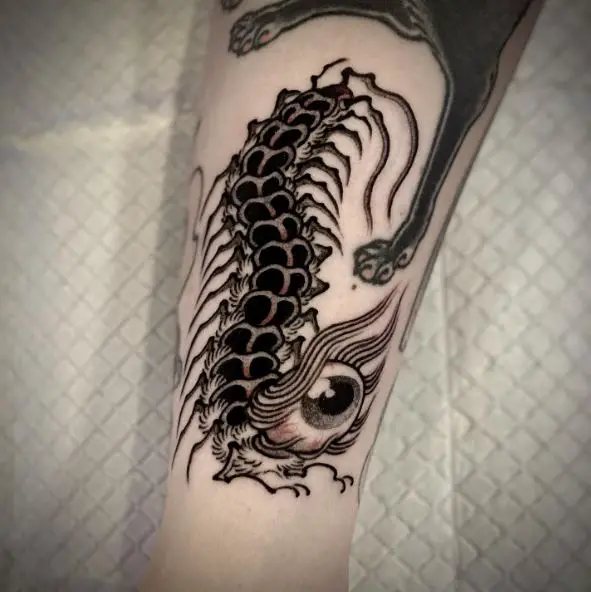 Centipede with Big Eye Ball Tattoo