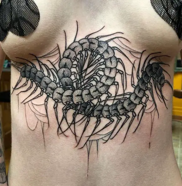 Coiled Centipede Tattoo Piece