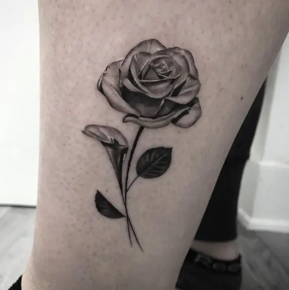 Cute Small Rose and Calla Lily Tattoo