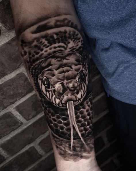 Dark Grey Snake Head Tattoo