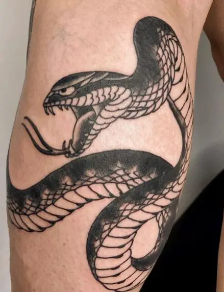 Dark Grey Snake Leg Tattoo