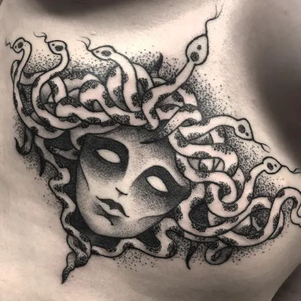 Devil Medusa Sternum Tattoo