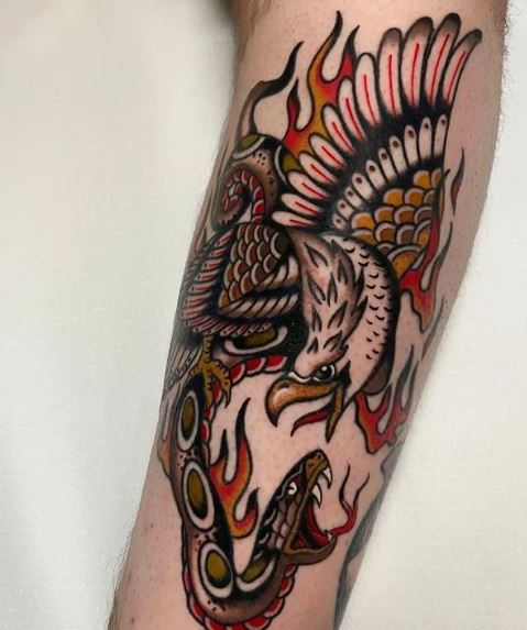 Eagle and Snake Traditional Tattoo