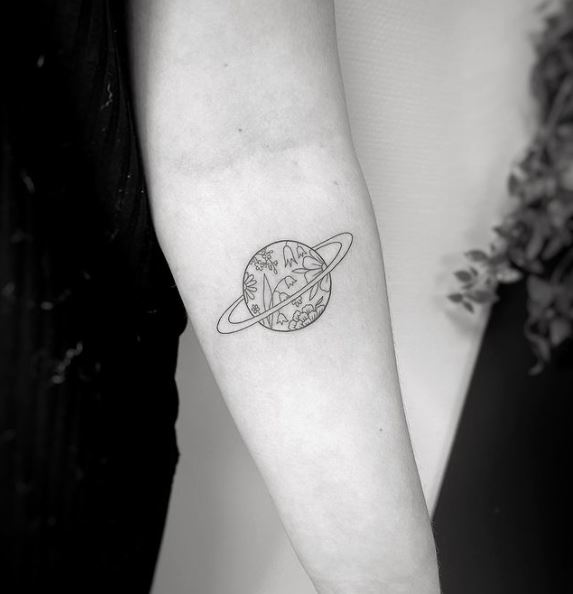 Floral Saturn Tattoo