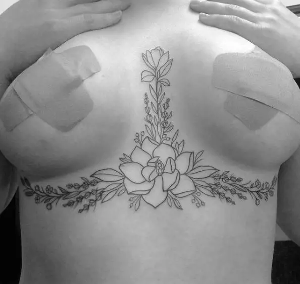 Floral Wrap Tattoo on the Sternum