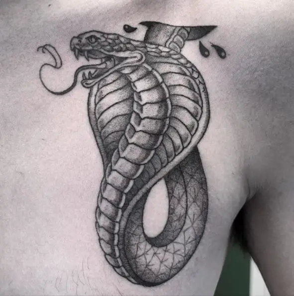 Grey Cobra Chest Tattoo