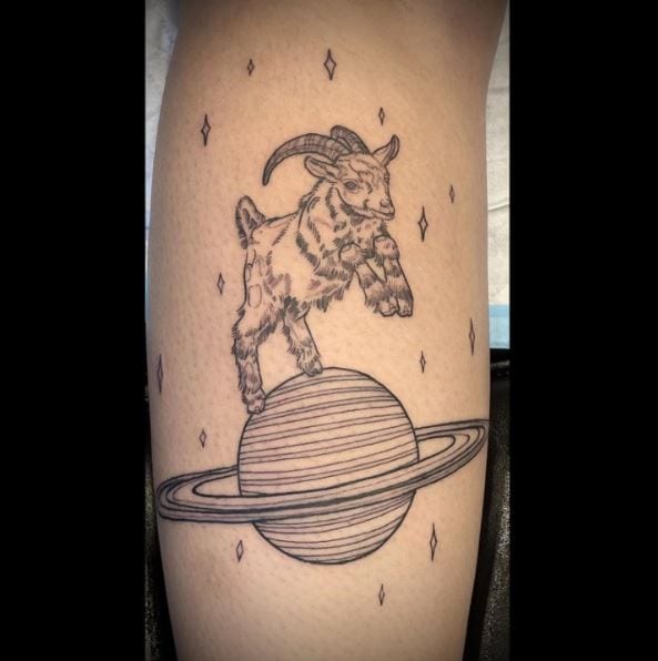 Grey Moose and Saturn Tattoo