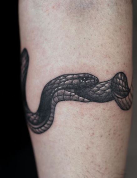 Grey Snake Calf Wrap Tattoo