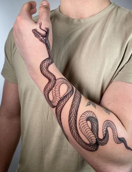 Grey Snake Forearm Tattoo