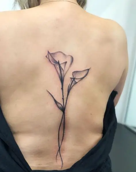 Greyish Calla Lily Back Tattoo