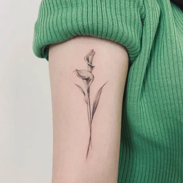 Greyscale Calla Lily Arm Tattoo