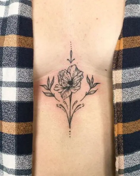 Greyscale Floral Sternum Tattoo