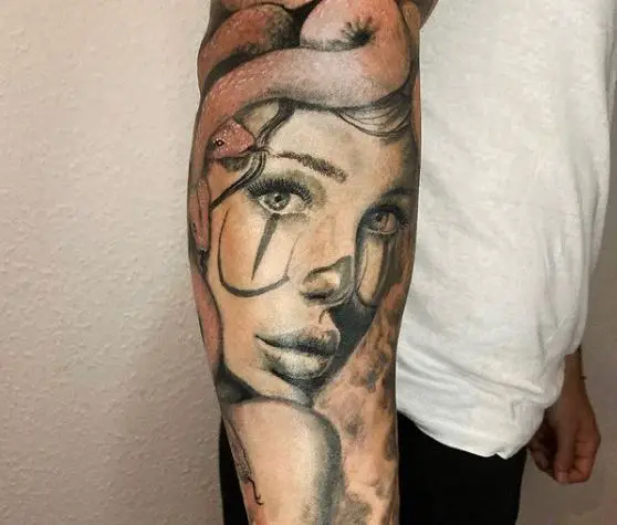 Greyscale Sketch Style Medusa Tattoo