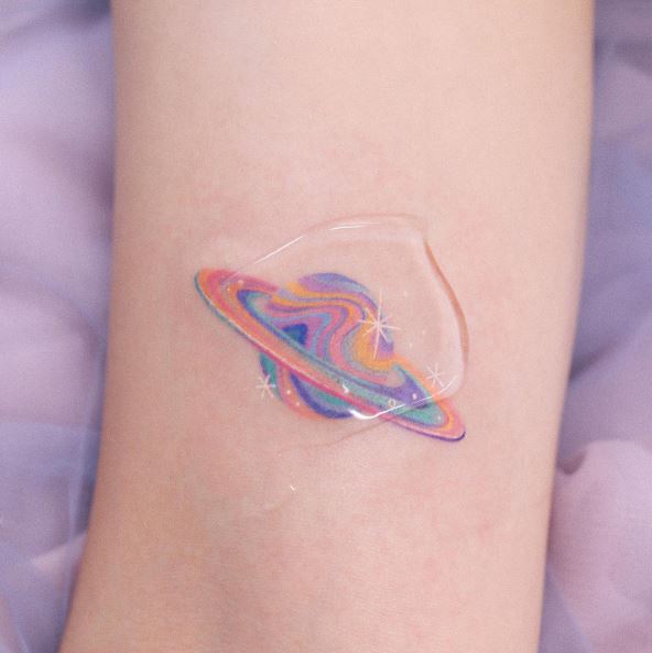 Marbling Candy Saturn Tattoo