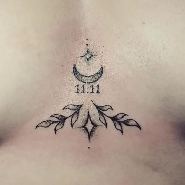 Minimalistic Lunar Sternum Tattoo Piece