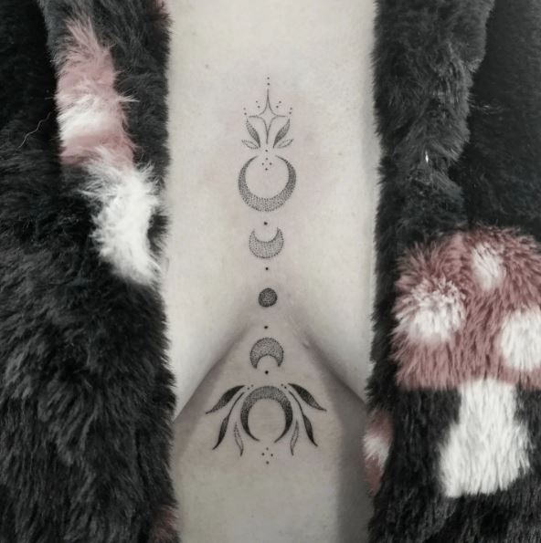 Moon Phases Sternum Tattoo