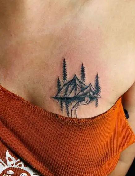 Mountain Chest Cover Up Tattoo