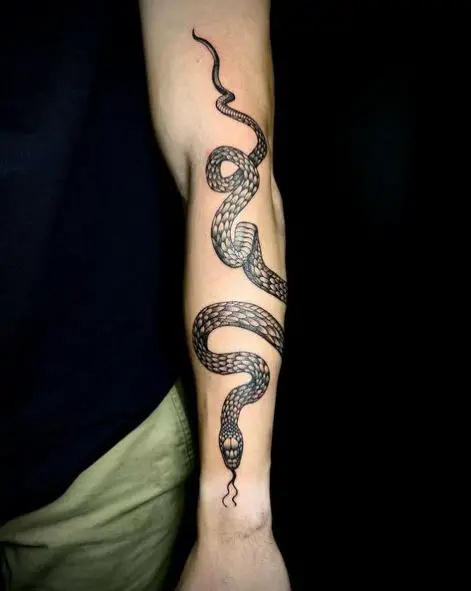 Patterned Long Snake Tattoo