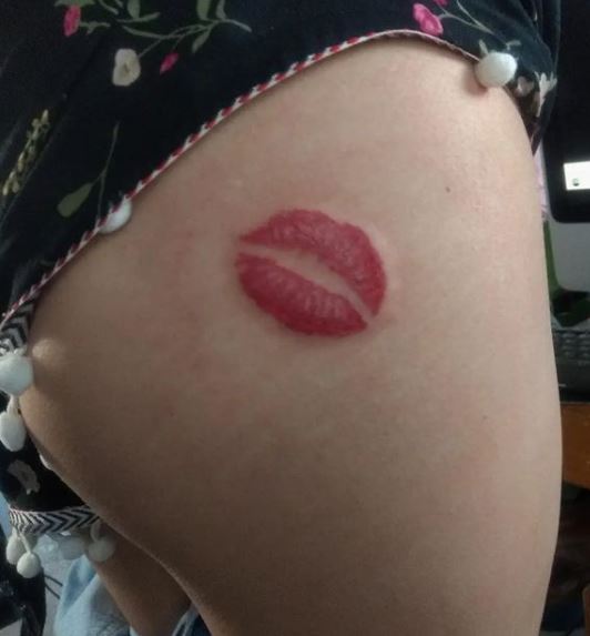 Pink Lips Butt Tattoo
