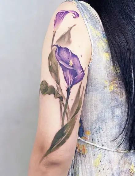 Purple Calla Lily Oil Painting Arm Tattoo
