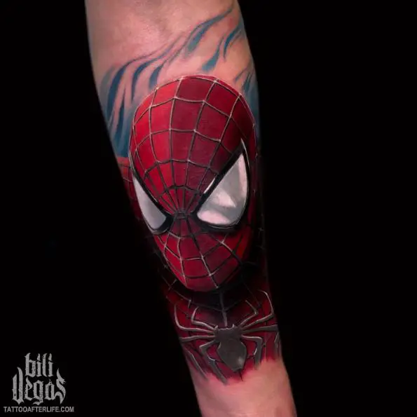 Realistic Spiderman Tattoo Piece