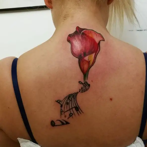 Red Calla Lily Back Tattoo