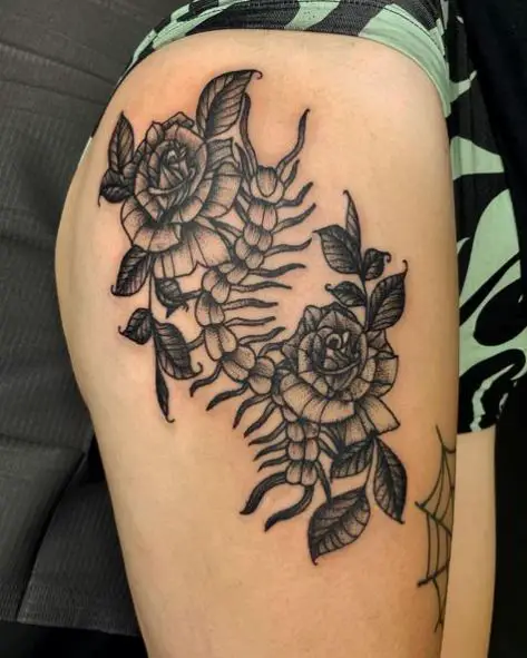 Roses with Centipede Tattoo