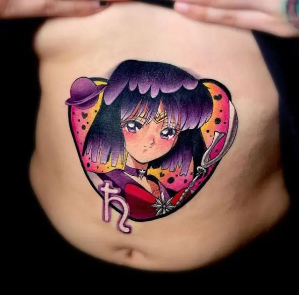 Sailor Saturn Tummy Tattoo