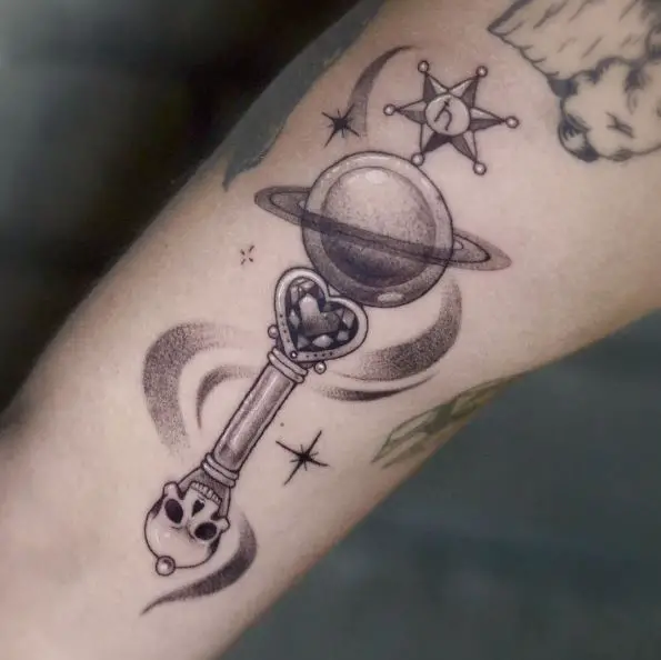 Sailor Saturn Wand Tattoo