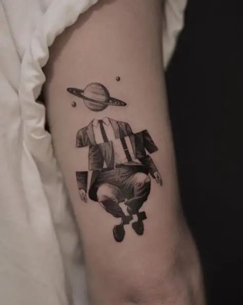 Saturn Man Arm Tattoo