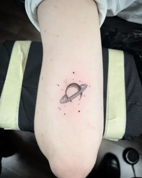 Saturn and Stars Tattoo