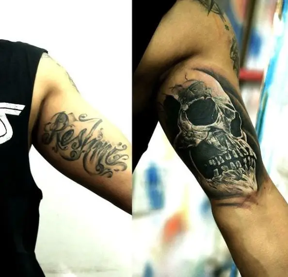 Skull Face Arm Tattoo