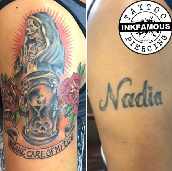 Skull Nun and Clock Tattoo