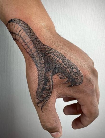 Snake Head Hand Tattoo
