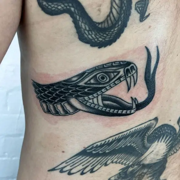 Snake Head Rib Tattoo