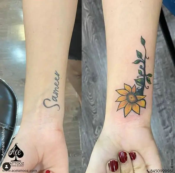 Sunflower Cover up Forearm Tattoo